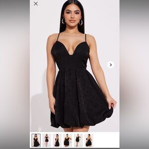 Elegant Black Bubble Hem Mini Dress